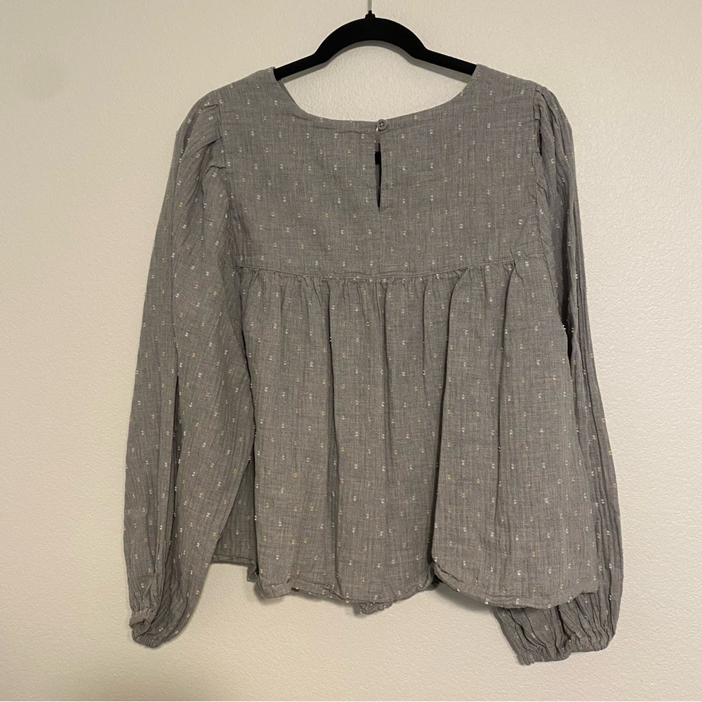 a.n.a JCPenney Gray Dot Babydoll Blouse Balloon Sleeve 2X NWOT - Picture 4 of 4